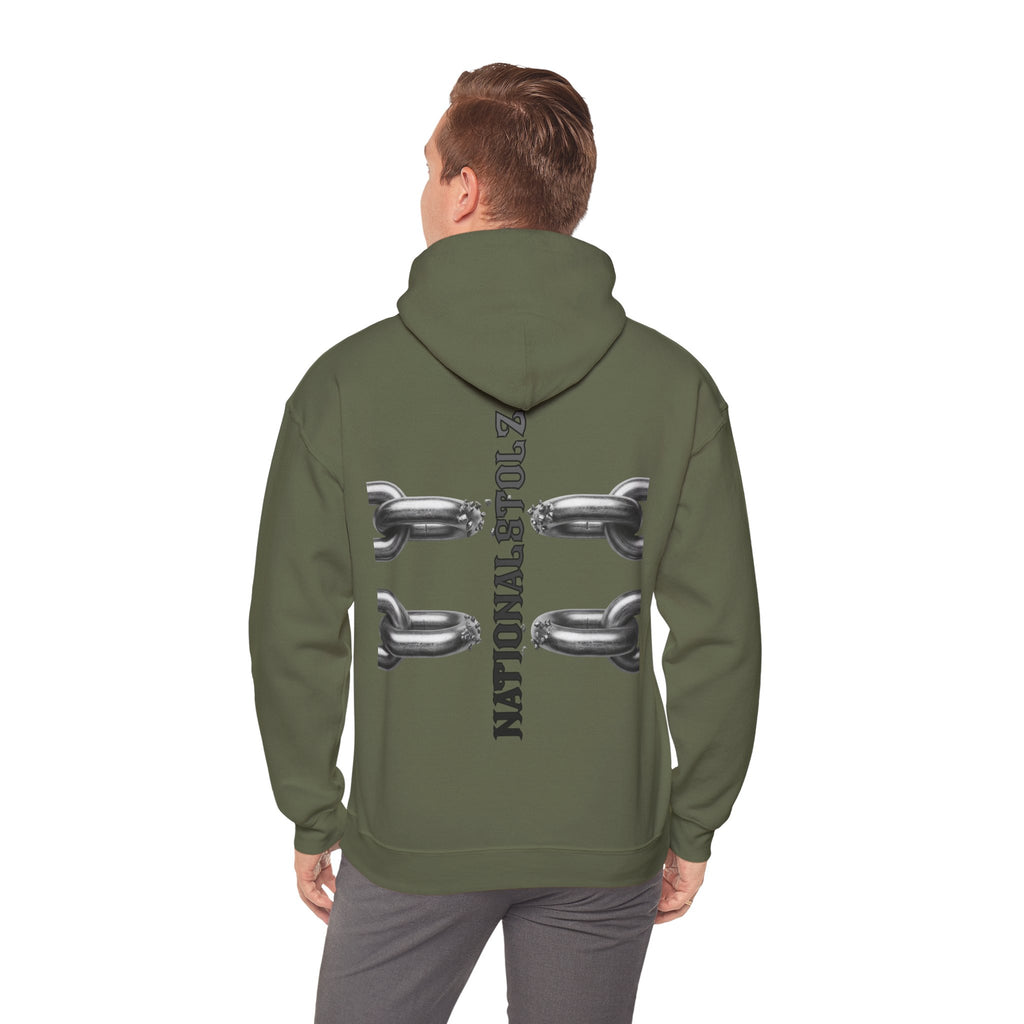 NATIONALSTOLZ Hoodie —Broken Chains "NATIONALSTOLZ" Back Print