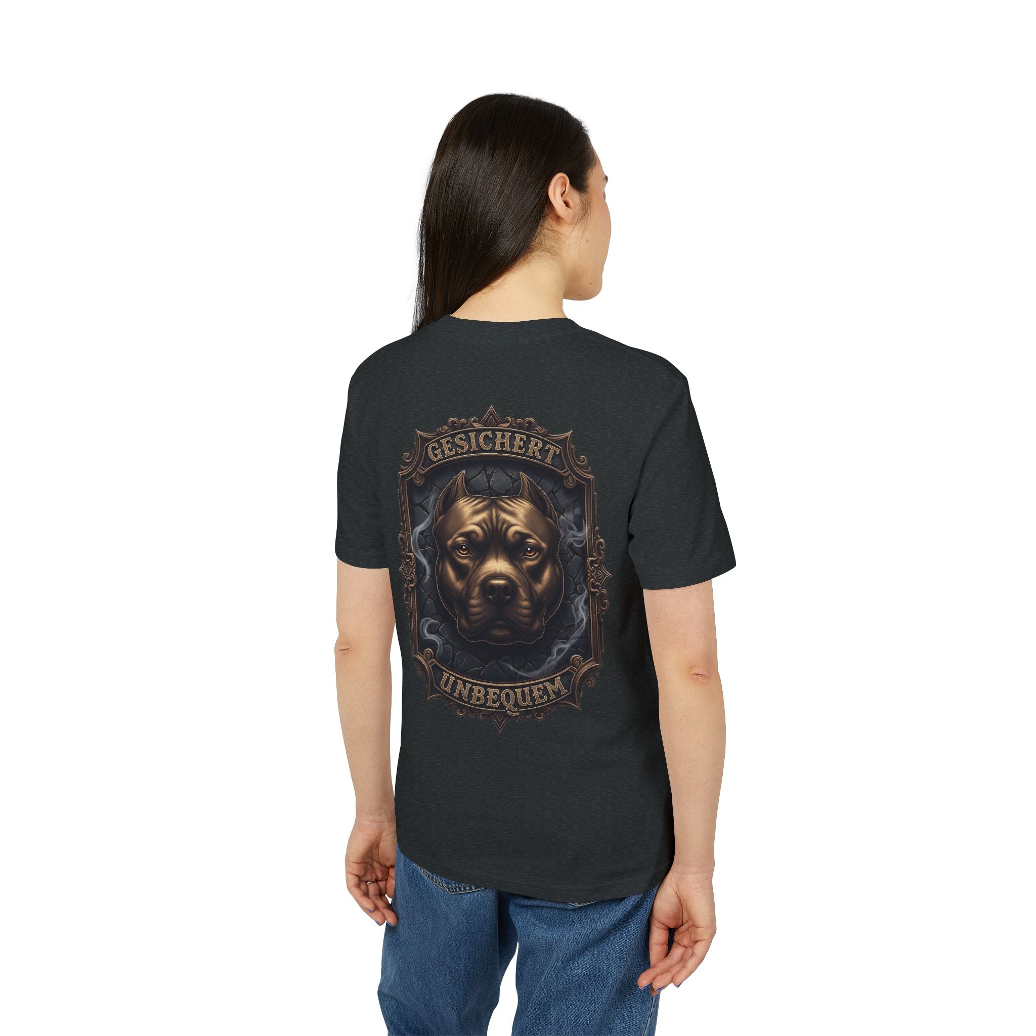 NATIONALSTOLZ ,, Gesichert Unbequem " -  Pitbull T Shirt Unisex